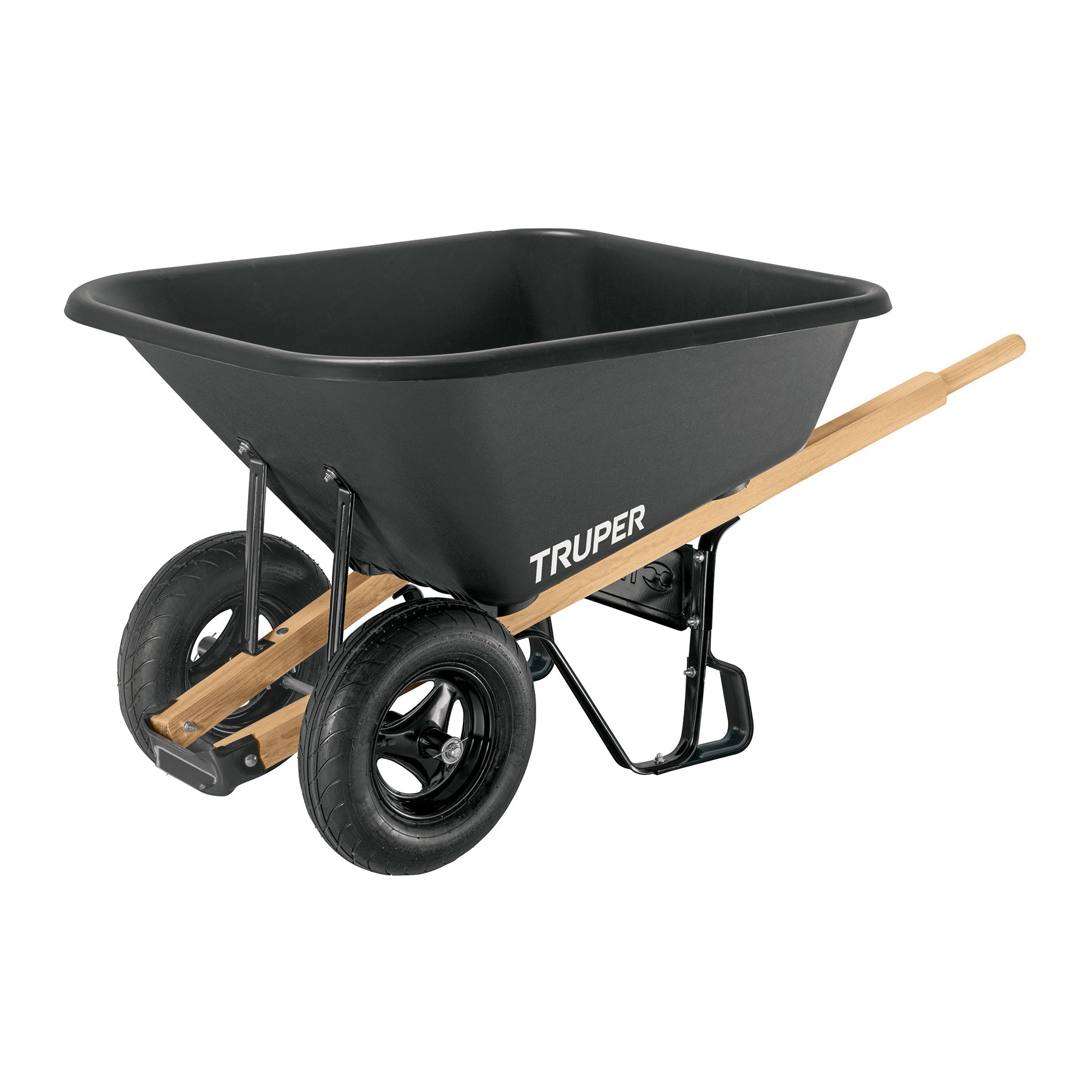 Carretilla c/plastica 8 ft3 Doble llanta neumatica b/madera