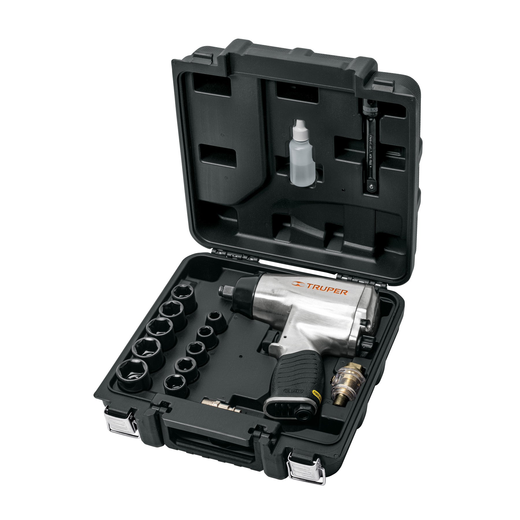 Kit de llave (pistola) de impacto 1/2', estuche plastico