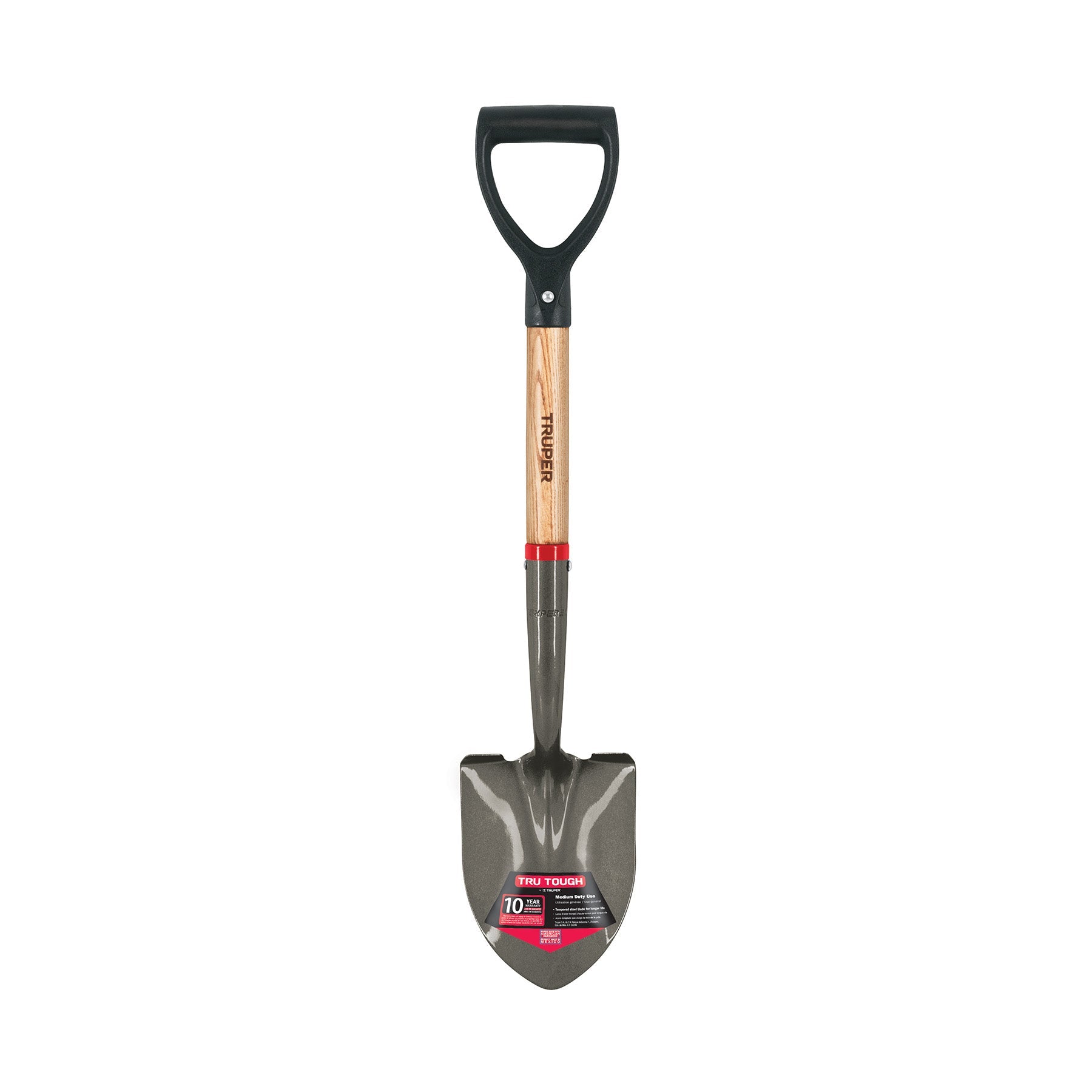 Pala cajuelera redonda, puño 'D' mango de madera, Truper