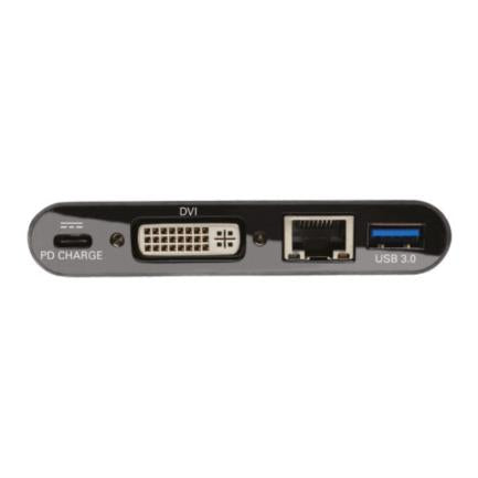 TRIPP-LITE - Adaptador Multipuerto Tripp Lite USB-C/Dvi/USB-A/GbE Carga PD Color Negro