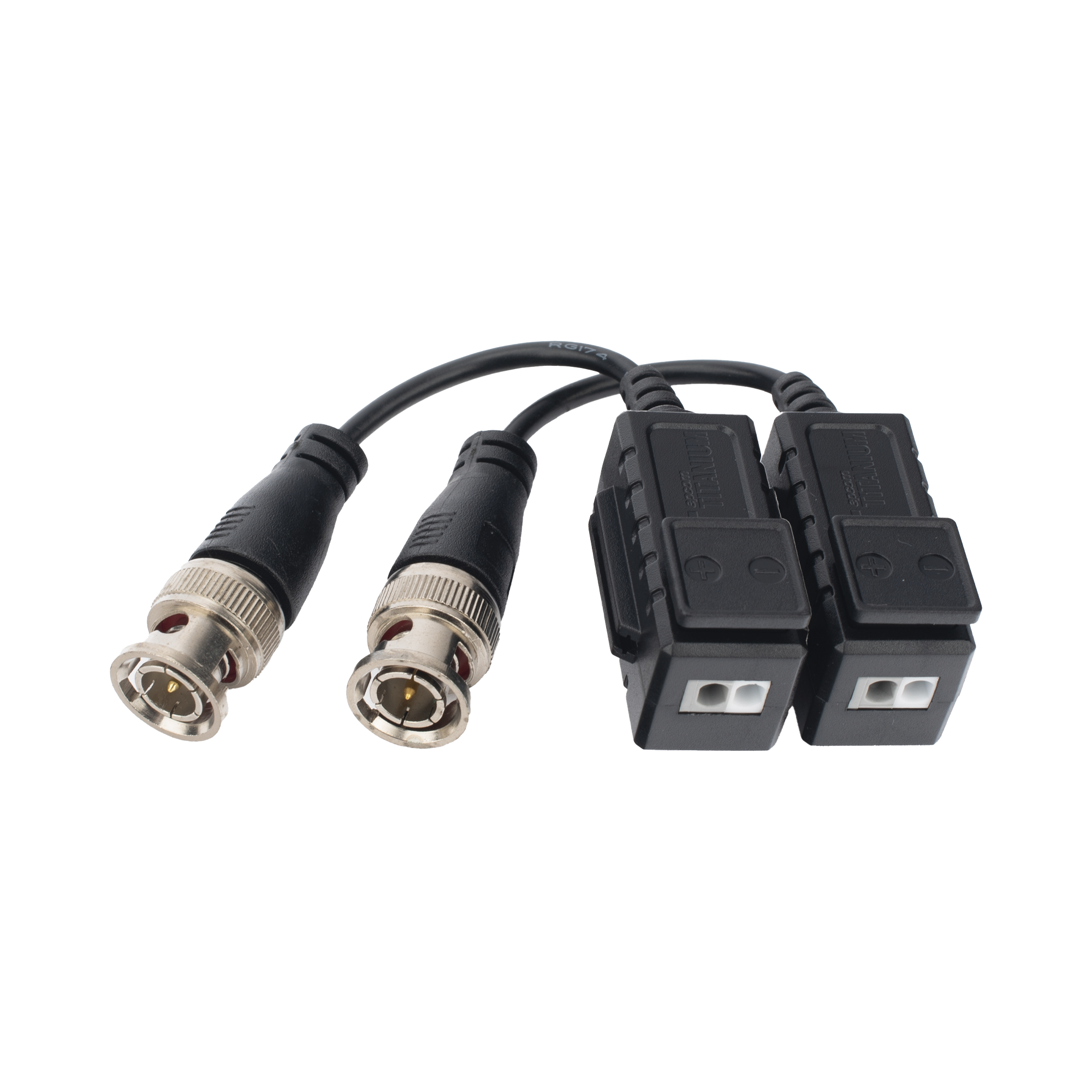 EPCOM TITANIUM - Kit de Transceptores (Baluns) con Terminal PUSH SUPERIOR, Resolución 4K , Cable flexible COAXIAL Blindado / COAXITRON / AUDIO POR COAXITRON / Menu OSD /Conector 100% COBRE / protección TVS, Calidad PREMIUM