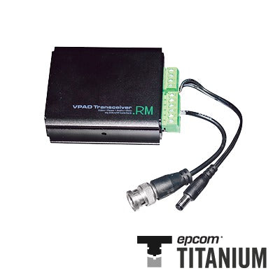 EPCOM TITANIUM - Transceptor Pasivo de Video / 1 Canal / Transmisión 300 m (984 ft) / Audio y Datos / Alimentación 12VCC/24VCA / Diseño Compacto