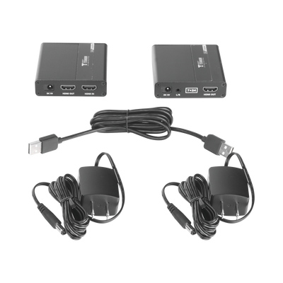 EPCOM TITANIUM - Kit extensor KVM (HDMI y USB) | 40m a 4k@30Hz  | 70m a 1080P@60Hz | Cat 6, 6a y 7 | CERO LATENCIA | HDR | Salida Loop | Salida de audio de 3.5mm |