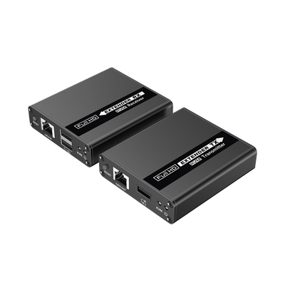 EPCOM TITANIUM - Kit extensor KVM (HDMI y USB) | 40m a 4k@30Hz  | 70m a 1080P@60Hz | Cat 6, 6a y 7 | CERO LATENCIA | HDR | Salida Loop | Salida de audio de 3.5mm |