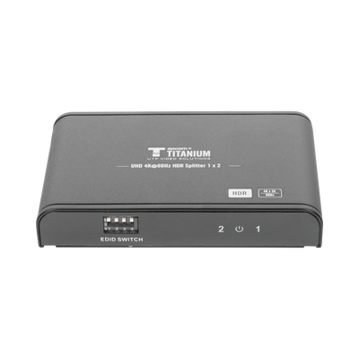 EPCOM TITANIUM - Divisor (Splitter) HDMI 4K de 1 Entrada a 2 Salidas (Simultaneas) / Soporta 4K×2K / Ajuste de resoluciones EDID / HDR / HDMI 2.0 /  HDCP 2.2  / Soporta formatos de Audio Dolby Digital / Longitud del cable de entrada y salida ≤10m.