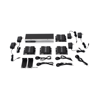 EPCOM TITANIUM - Kit Divisor y Extensor HDMI (Extender Splitter) | Divide 1 Fuente HDMI a 4 Pantallas | Extiende la señal HDMI hasta 120 m | Resolución 4Kx2K @ 60 Hz | Cat 6/6a | Uso 24/7 | Longitud del cable autoajustable
