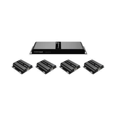 EPCOM TITANIUM - Kit Divisor y Extensor HDMI (Extender Splitter)  / Divide 1 Fuente HDMI a 4 Pantallas / Extiende la señal HDMI hasta 120 m / Resolución 1080P @ 60 Hz / Cat 6/6a / Soporta IR / Baja Latencia / Uso24/7 / Alimente solo el Tx (PoC).