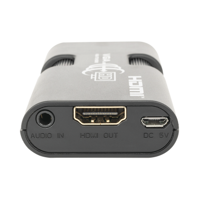 EPCOM TITANIUM - MINI Adaptador de VGA a HDMI /  Resolución 1920x1080 @ 60Hz / Jack de audio de 3.5mm / Soporta alimentacion  por Micro USB