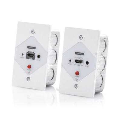 EPCOM TITANIUM - Kit Extensor HDMI en PLACAS DE PARED para distancias de 40 metros / Resolución 1080P @ 60 Hz / Cat 6/6A/ 7 / HDR/ Cero Latencia / Soporta Control Remoto / Placa de pared de 2.74 x 4.49” (tamaño estándar de EE.UU.).