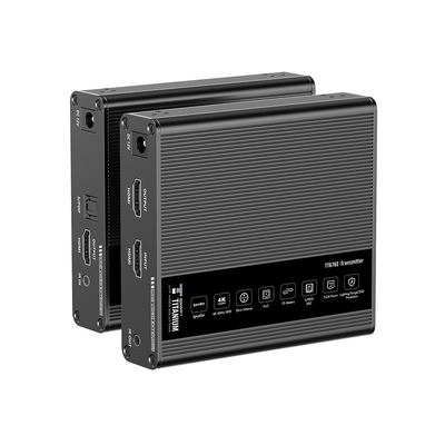 EPCOM TITANIUM - Kit Extensor HDMI para distancias de 70 metros / Resolución 4K x 2K@ 60 Hz/ Cat 6, 6a y 7 / IPCOLOR / CERO LATENCIA / SIN COMPRIMIR / Uso 24/7 / Puerto S/PDIF / Salida Loop / Alimente solo el Tx (PoC) / Control IR