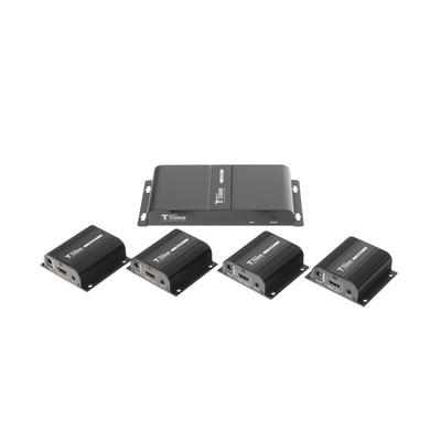 EPCOM TITANIUM - Kit Divisor y Extensor HDMI (Extender Splitter)  / Divide 1 Fuente HDMI a 4 Pantallas / Extiende la señal HDMI hasta 40 m / Resolución 1080P @ 60 Hz / Cat 6/6a/7 / Cero Latencia / Salida Loop en el Tx / IR / Alimente solo el Tx (PoC).