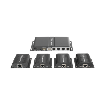 EPCOM TITANIUM - Kit Divisor y Extensor HDMI (Extender Splitter)  / Divide 1 Fuente HDMI a 4 Pantallas / Extiende la señal HDMI hasta 40 m / Resolución 1080P @ 60 Hz / Cat 6/6a/7 / Cero Latencia / Salida Loop en el Tx / IR / Alimente solo el Tx (PoC).