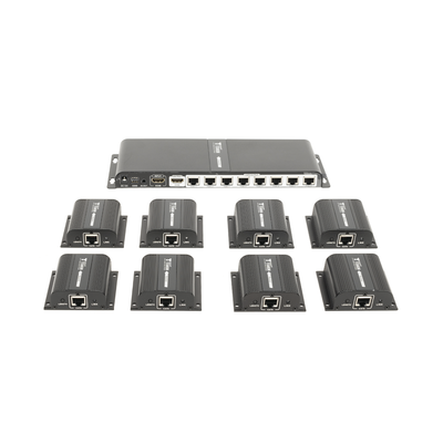 EPCOM TITANIUM - Kit Divisor y Extensor HDMI (Extender Splitter)  / Divide 1 Fuente HDMI a 8 Pantallas / Extiende la señal HDMI hasta 40 m / Resolución 1080P @ 60 Hz / Cat 6/6a/7 / Uso 24/7 / Salida Loop en el Tx / IR / Alimente solo el Tx (PoC).