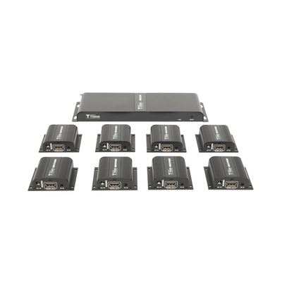 EPCOM TITANIUM - Kit Divisor y Extensor HDMI (Extender Splitter)  / Divide 1 Fuente HDMI a 8 Pantallas / Extiende la señal HDMI hasta 40 m / Resolución 1080P @ 60 Hz / Cat 6/6a/7 / Uso 24/7 / Salida Loop en el Tx / IR / Alimente solo el Tx (PoC).