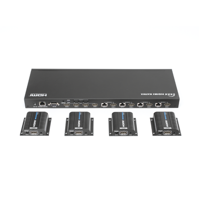 EPCOM TITANIUM - MATRICIAL Y EXTENSOR DE VIDEO HDMI 4 x 4 / 4 Entradas HDMI / 4 Salidas HDMI Loop / 4 Salidas RJ45 para Extender la señal 40 metros por salida  /  1080 @ 60Hz / Conmutación por RS232, Control Remoto o Ethernet.