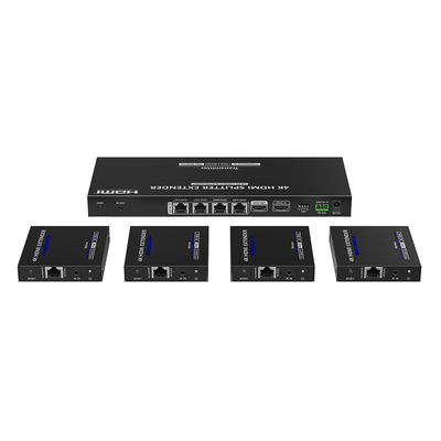 EPCOM TITANIUM - Kit Divisor y Extensor HDMI | 1x4 | Hasta 70 m |Resolución 4K @ 60 Hz |  Cat 6/6a/7 | IPCOLOR | CERO LATENCIA | Puerto S/PDIF | EDID | RS232 | Salida Loop / PoC