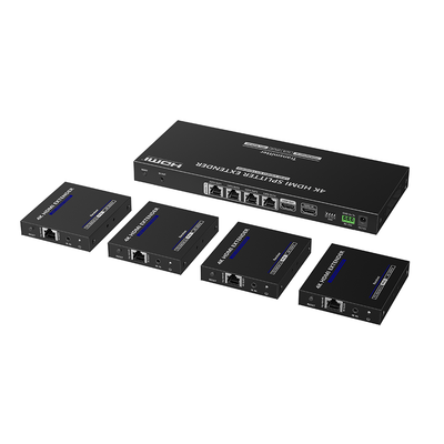 EPCOM TITANIUM - Kit Divisor y Extensor HDMI | 1x4 | Hasta 70 m |Resolución 4K @ 60 Hz |  Cat 6/6a/7 | IPCOLOR | CERO LATENCIA | Puerto S/PDIF | EDID | RS232 | Salida Loop / PoC