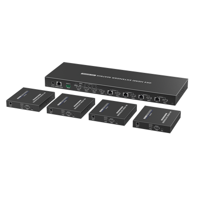 EPCOM TITANIUM - MATRICIAL Y EXTENSOR DE VIDEO HDMI 4 x 4 / 4 Entradas HDMI / 4 Salidas HDMI Loop / 4 Salidas RJ45 para Extender la señal 70 metros por salida  /4K / Conmutación por RS232, Control Remoto o Ethernet.