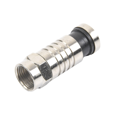 EPCOM TITANIUM - Conector F Macho de Compresión para cable RG-6, Cuerpo de Bronce Niquelado.