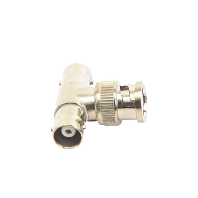 EPCOM TITANIUM - Adaptador en T para 75 Ohm de Conector BNC Macho a Doble BNC Hembra, Níquel/ Oro/ Teflón.