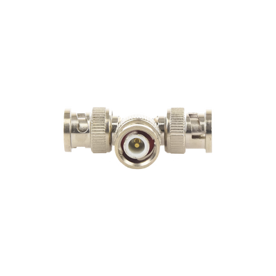 EPCOM TITANIUM - Adaptador de Triple conectores BNC macho para uso en sistemas de video vigilancia en aplicación con cables coaxiales RG-59/ RG-6, Níquel/ Oro/ Politetrafluoroetileno.