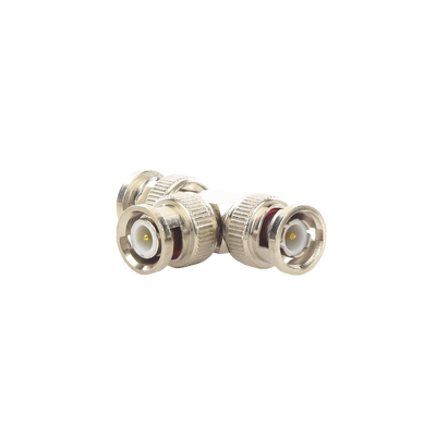EPCOM TITANIUM - Adaptador de Triple conectores BNC macho para uso en sistemas de video vigilancia en aplicación con cables coaxiales RG-59/ RG-6, Níquel/ Oro/ Politetrafluoroetileno.