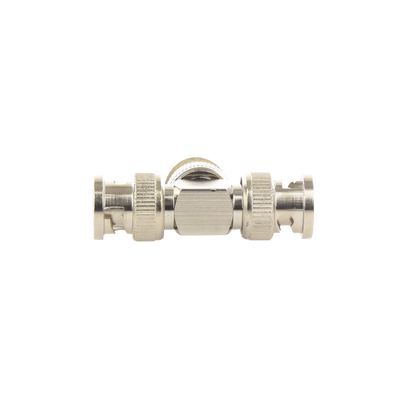 EPCOM TITANIUM - Adaptador de Triple conectores BNC macho para uso en sistemas de video vigilancia en aplicación con cables coaxiales RG-59/ RG-6, Níquel/ Oro/ Politetrafluoroetileno.