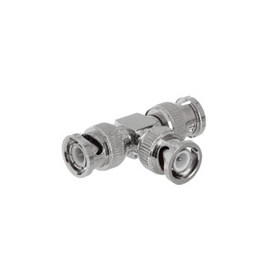 EPCOM TITANIUM - Adaptador de Triple conectores BNC macho para uso en sistemas de video vigilancia en aplicación con cables coaxiales RG-59/ RG-6, Níquel/ Oro/ Politetrafluoroetileno.