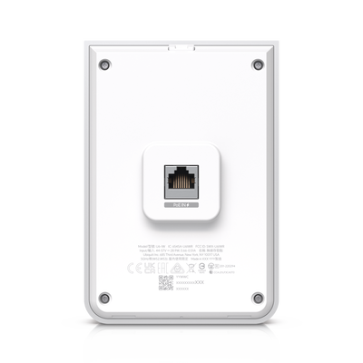 UBIQUITI - Access Point UniFi U6 In Wall/Montaje p/pared, WIFI 6 2.4 Y 5 Ghz, hasta 5.3 Gbps, 1 pto PoE In, 4 ptos secundarios (1 PoE Out)