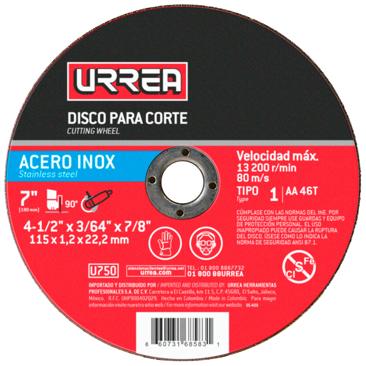 Urrea - Disco abr t/1 inox 4-1/2x3/64 in