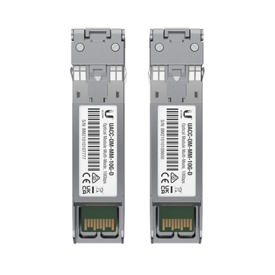 UBIQUITI - UFiber Módulo SFP+ 10G, transceptor MiniGibic MultiModo 10 Gbps, distancia 300m, conectores LC, paquete de 2 piezas