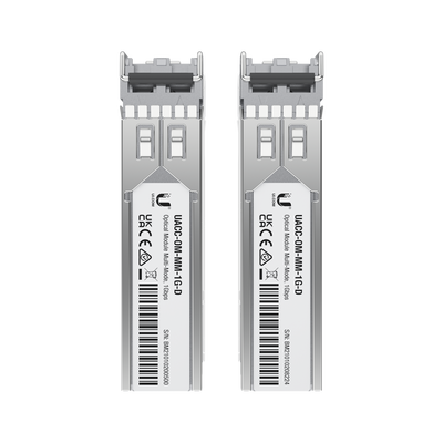 UBIQUITI - UFiber Módulo SFP, transceptor MiniGibic MultiModo 1.25 Gbps, distancia 550m, conectores LC, paquete de 2 piezas