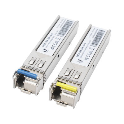 UBIQUITI - UFiber Módulo SFP, transceptor MiniGibic MonoModo 1.25 Gbps, distancia 3km, Simplex, un conector LC, incluye 2 tranceptores