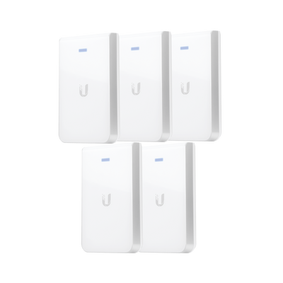 UBIQUITI - 5 Access Point UniFI doble banda, cobertura 180°, MIMO 2x2 de pared para habitaciones de hotel.