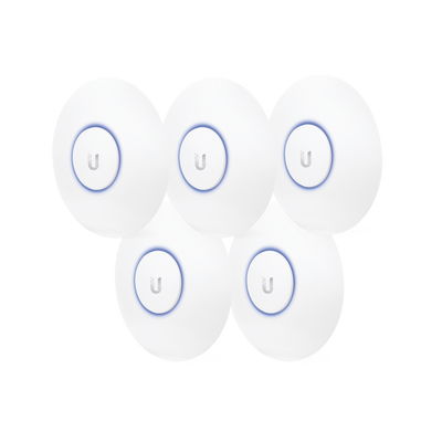 UBIQUITI - Paquete de 5 Access Point UniFi, doble banda 802.11ac, MIMO 2X2, soporta 100 clientes, hasta 867 Mbps, para interior, PoE 802.3af.