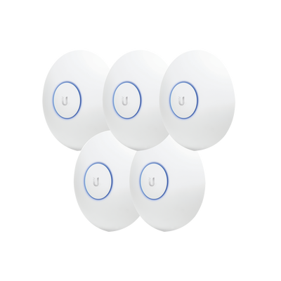 UBIQUITI - Paquete de 5 Access Point UniFi de largo alcance, Doble banda 802.11ac MIMO2X2 para interior, PoE 802.3af, soporta 250 clientes, hasta 867 Mbps, Los equipos no incluyen poe se sugiere comprar aparte el  modelo POE-24-12W-G