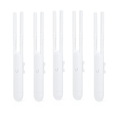 UBIQUITI - Paquete de 5 Access Point UniFi doble banda para exterior, antenas desmontables 360° , 802.11ac MIMO 2X2, hasta 100 usuarios por equipo. 802.3af, Sin PoE´s