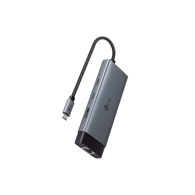 TP-LINK - Adaptador HUB 6 en 1, 1 puerto USB-C entrada, 1 puerto HDMI 4K, 1 puerto Ethernet Gigabit, 1 puerto USB-C y 2 puertos USB-A