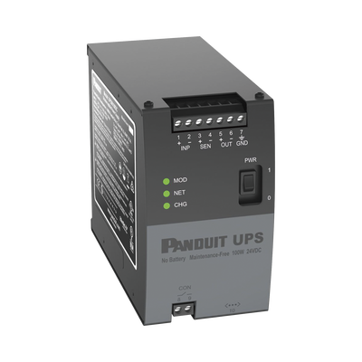 PANDUIT - UPS Industrial de 100 Watts, 24 Vcd de Entrada, Instalación en Riel DIN Estándar de 35mm, Temperatura de operación de -40 a 60 ºC