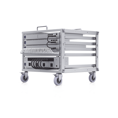UBIQUITI - UniFi Rack Móvil de 6 Unidades, incluye 1 patchpanel de 24 puertos Gigabit, no requiere herramientas para armarse, incluye ruedas.