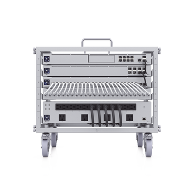 UBIQUITI - UniFi Rack Móvil de 6 Unidades, incluye 1 patchpanel de 24 puertos Gigabit, no requiere herramientas para armarse, incluye ruedas.