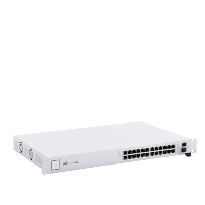 UBIQUITI - Switch PoE UniFi capa 2 Administrable de 26 puertos Gigabit (24 eth PoE y 2 SFP) 802.3 af/at / Pasivo 24V, 500 Watts, throughput de 38.69 Mpps