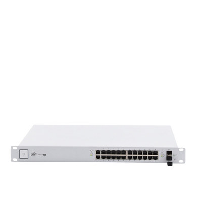 UBIQUITI - Switch PoE UniFi capa 2 Administrable de 26 puertos Gigabit (24 eth PoE y 2 SFP) 802.3 af/at / Pasivo 24V, 500 Watts, throughput de 38.69 Mpps