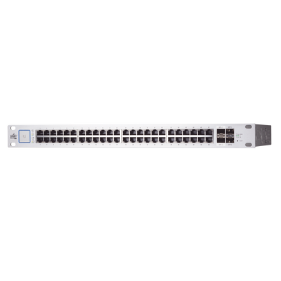 UBIQUITI - UniFi Switch PoE+/ Pasivo 24V, Administrable de 48 puertos 10/100/1000 Mbps, 2 puertos SFP Gigabit , 2 puertos SFP+ 10 G, 500W
