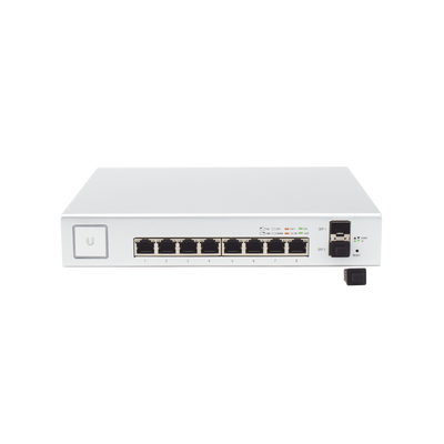 UBIQUITI - Switch UniFi Administrable de 8 Puertos Gigabit PoE+ 802.3at/af y PoE Pasivo 24V.