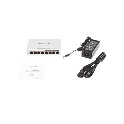 UBIQUITI - Switch UniFi Administrable capa 2 de 8 puertos Gigabit (4 Puertos Gigabit PoE 802.3af y 4 puertos Gigabit ethernet) 60W