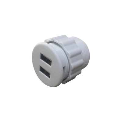 THORSMAN - Mini Empotrable Redondo Color Blanco con 2 Puertos USB, con Cable