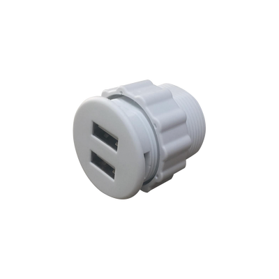 THORSMAN - Mini Empotrable Redondo Color Blanco con 2 Puertos USB, con Cable