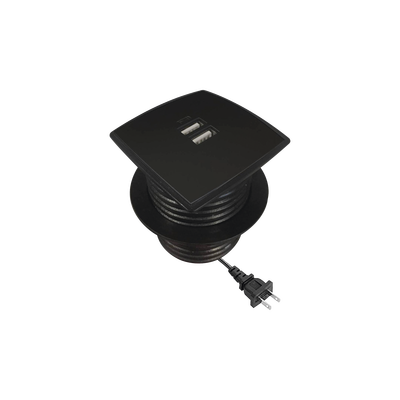 THORSMAN - Caja Cuadrada Multy USB con 2 Puertos USB y Cable de Corriente Color Negro