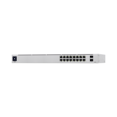 UBIQUITI - UniFi Switch USW-16-POE Gen2, Capa 2 de 16 puertos (8 puertos PoE 802.3af/at + 8 puertos Gigabit) + 2 puertos 1G SFP, 42W, pantalla informativa